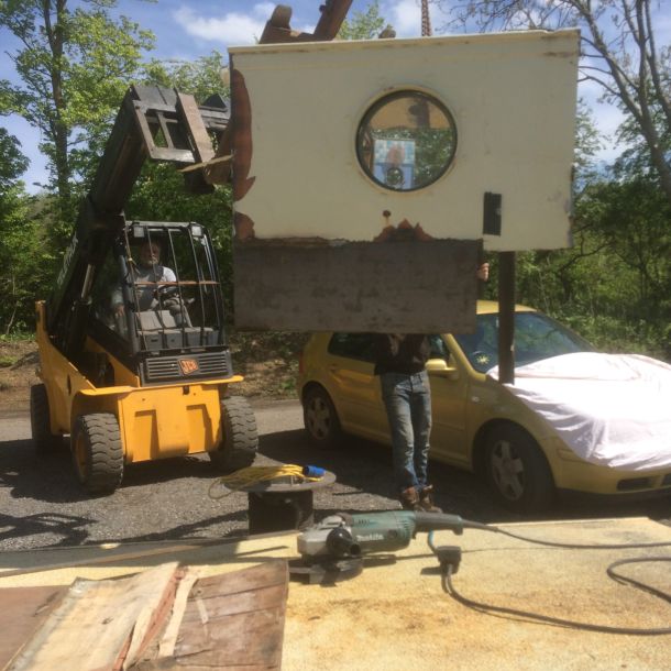 A small section of cabin removed